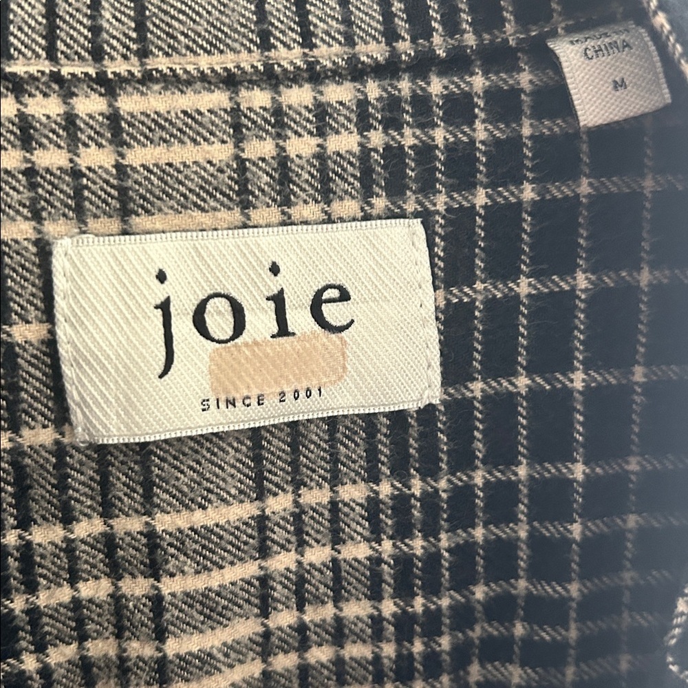 Joie Ardine Plaid Shirtdress, Black and Cream Checkered Dress - Picture 4 of 10